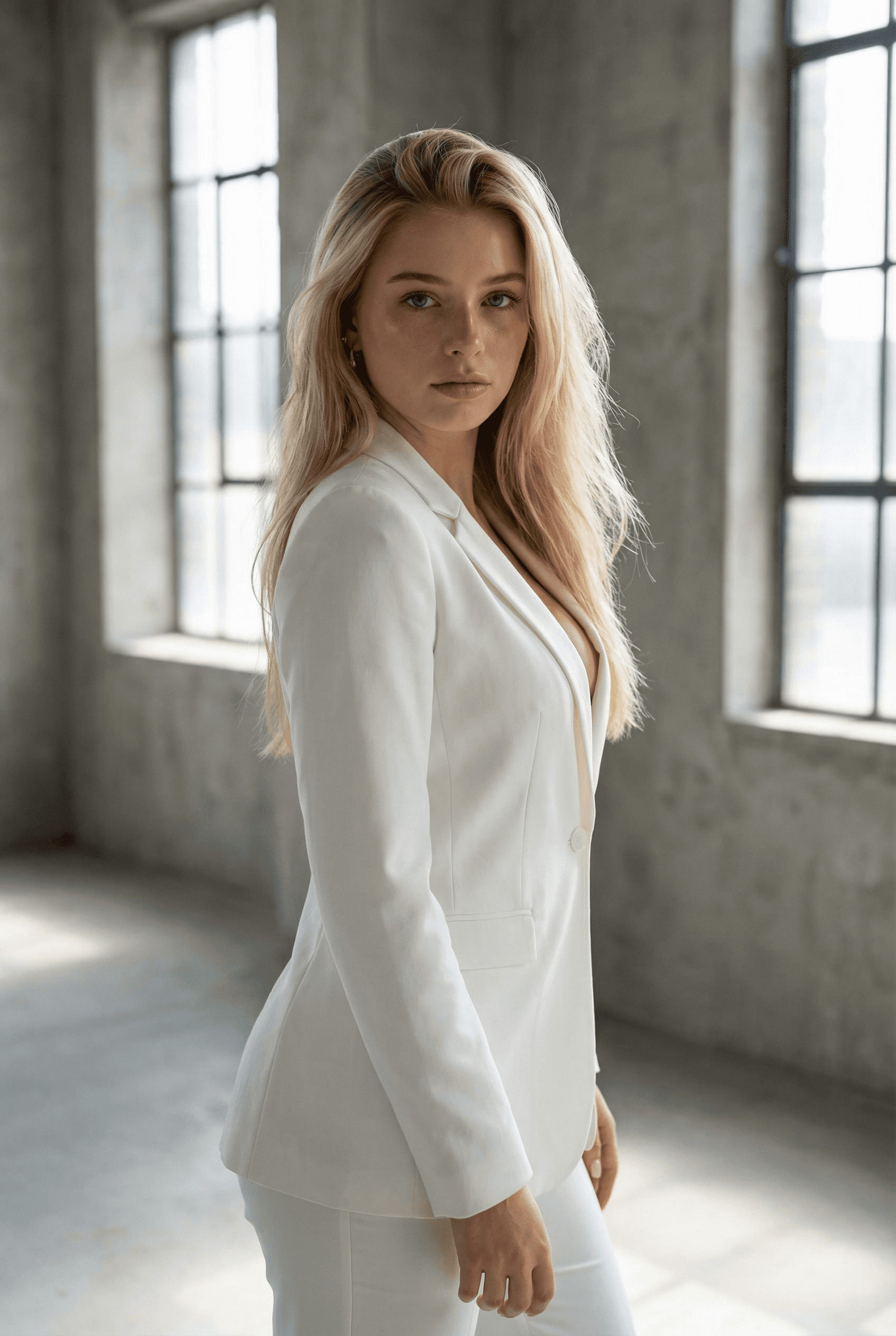 KI-generiertes weibliches Model mit realistisch inszenierter Gesichtswunde und Pflaster, fotografiert bei Nacht vor urbanem Hintergrund – hochwertiger AI-Editorial-Content für dramatische, filmische Kampagnen.