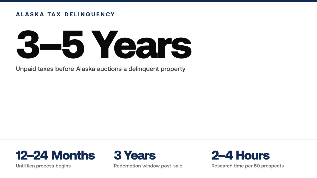 Alaska Tax Delinquent Properties for Sale List — Key statistics