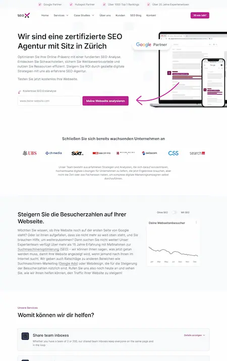 Webdesign vom Kunden "SEOX"