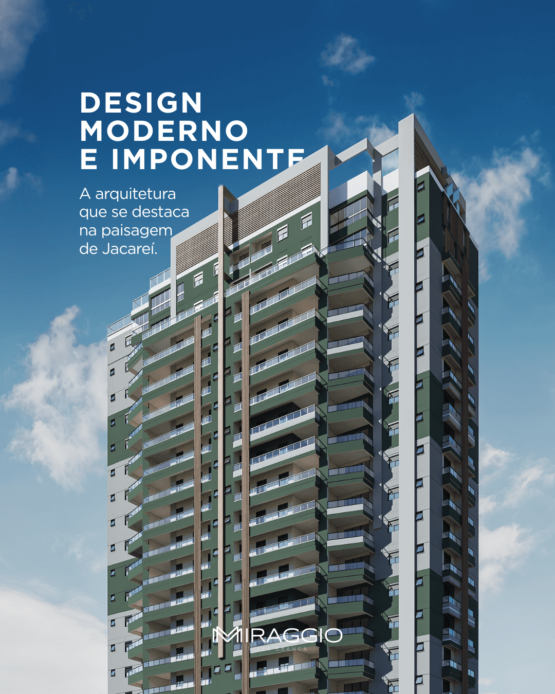 Curved modern skyscraper against a clear blue sky.