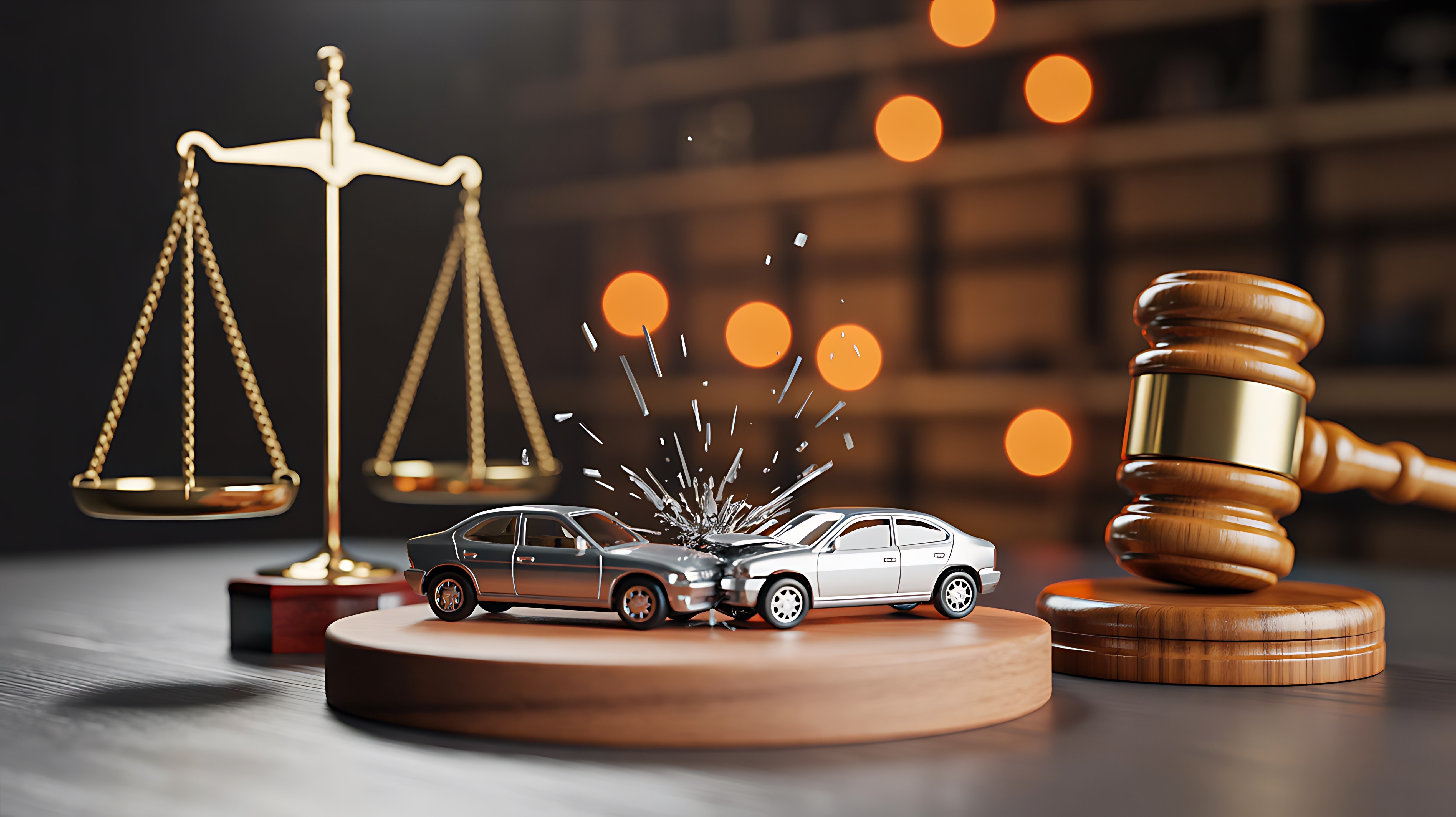 ai image of car accident gavel and legal background