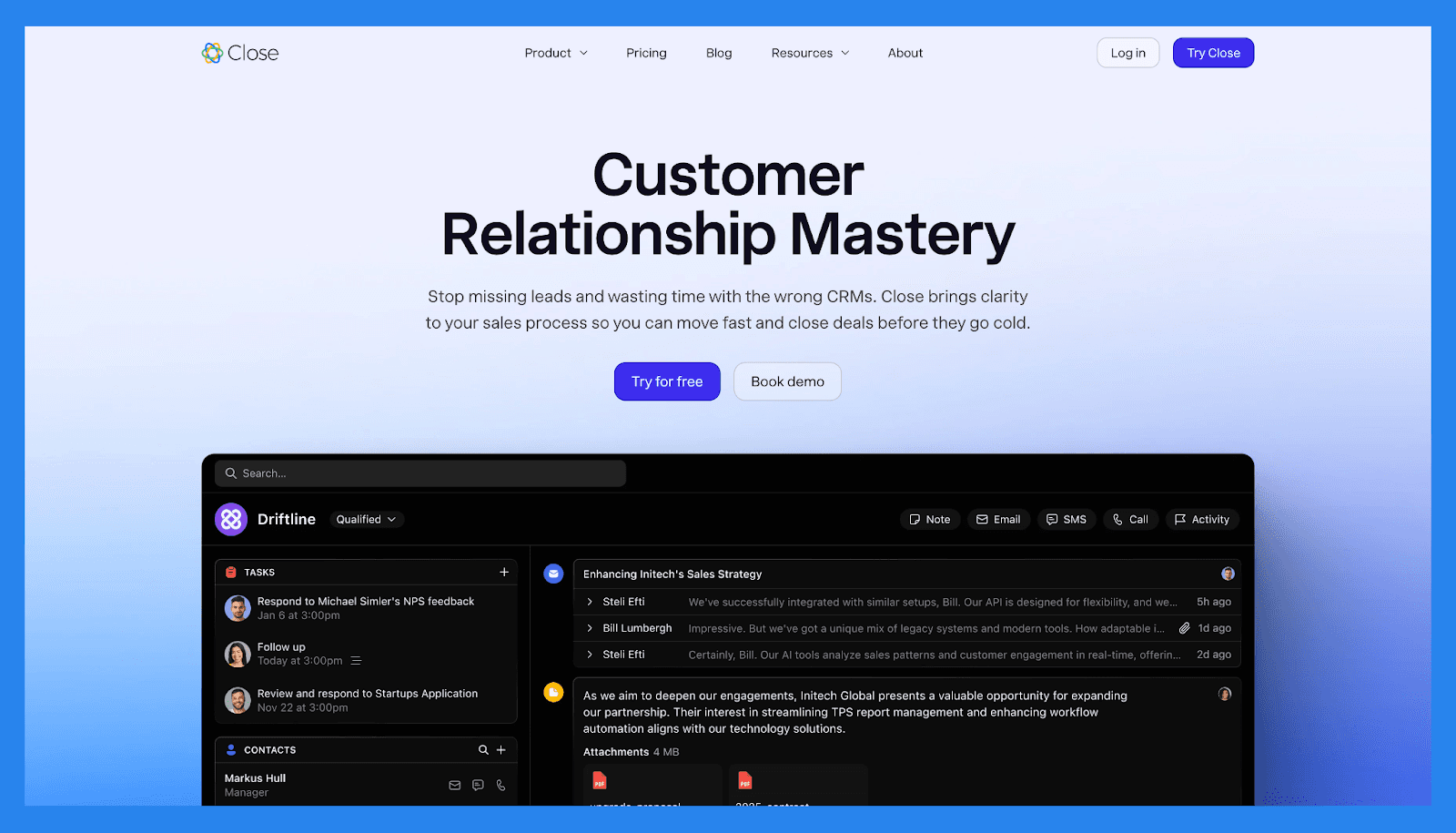 Close – Best for Calling-Heavy Startups