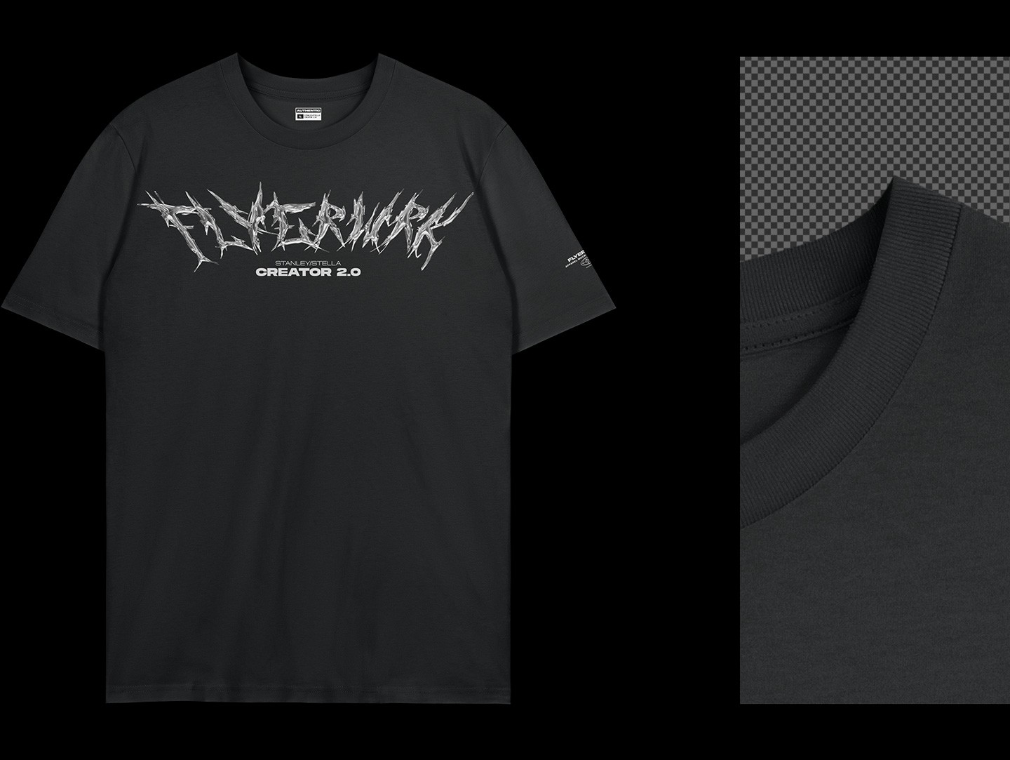 Stanley Stella Creator T-Shirt Hanging mockup fabric detail close up high resolution