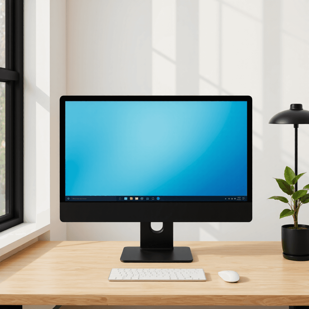 product photography of all-in-one desktop computer