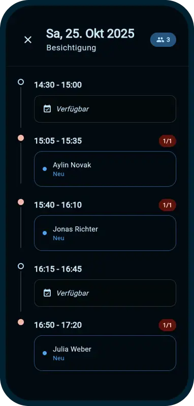 Immodio Viewing Calendar