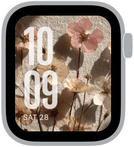 pressed petals Apple Watch face preview 3 featuring floral, summer, and spring.