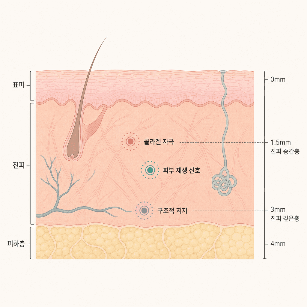 진피층 단면 — 성분이 작용하는 위치가 달라요