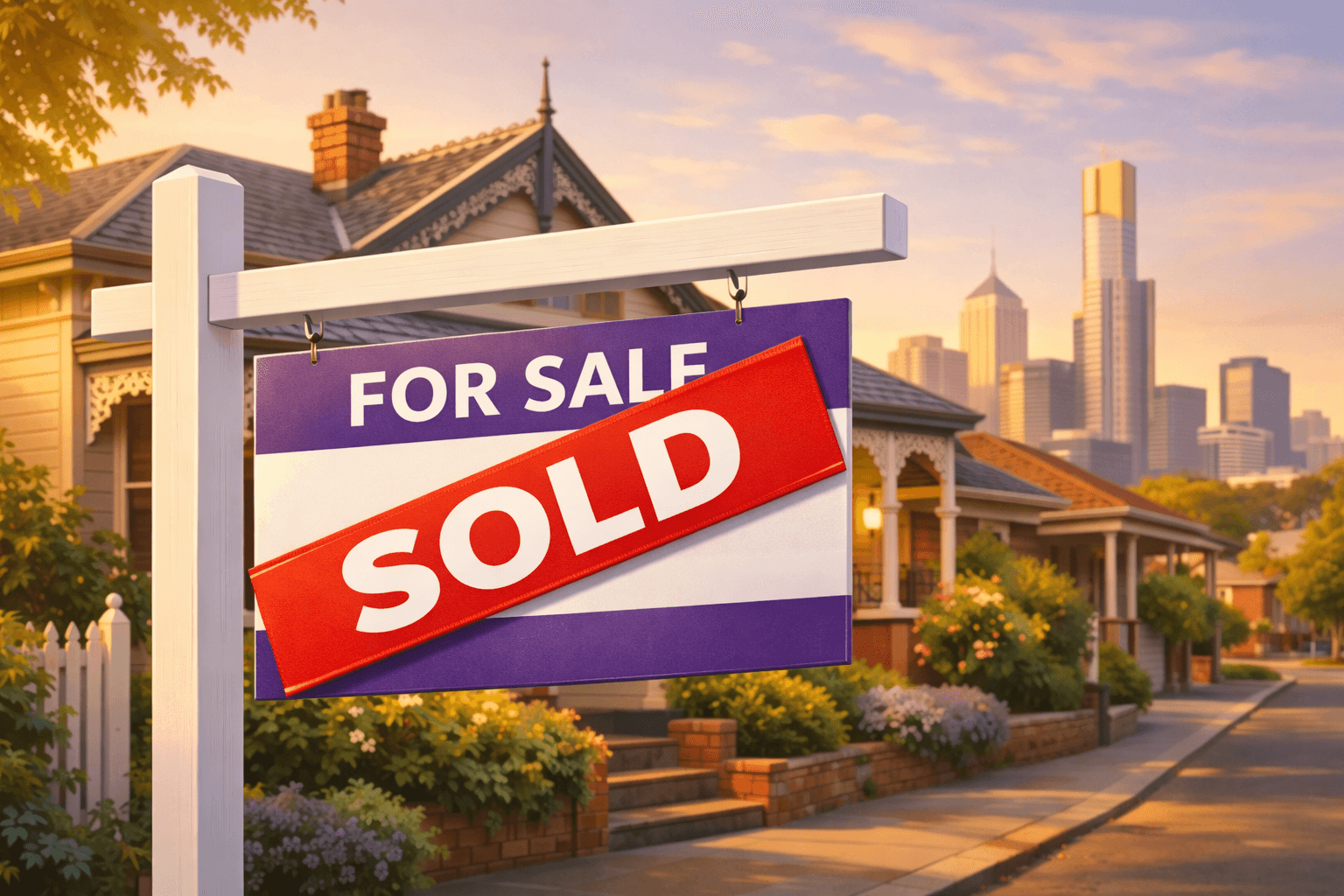 Sold sign on a Melbourne property representing vendor settlement process