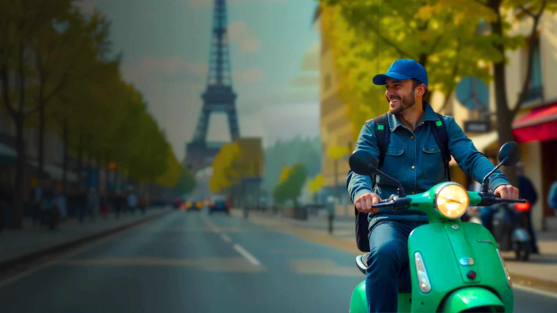 Un livreur français sur un vélo électrique en France