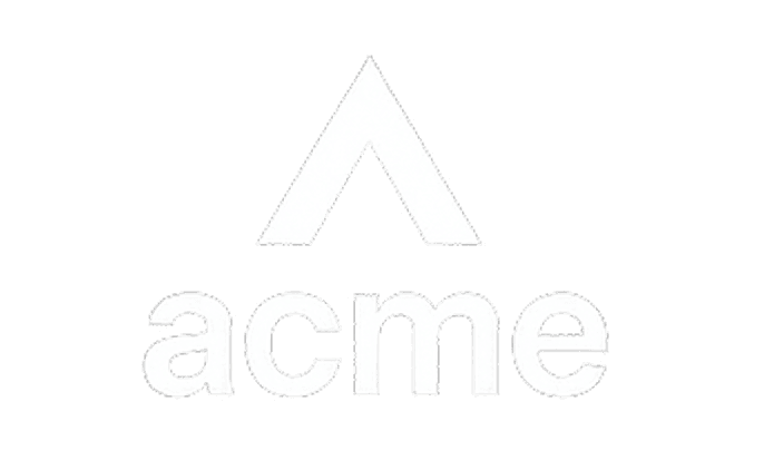Logo featuring a roof with the word "acme" below it.