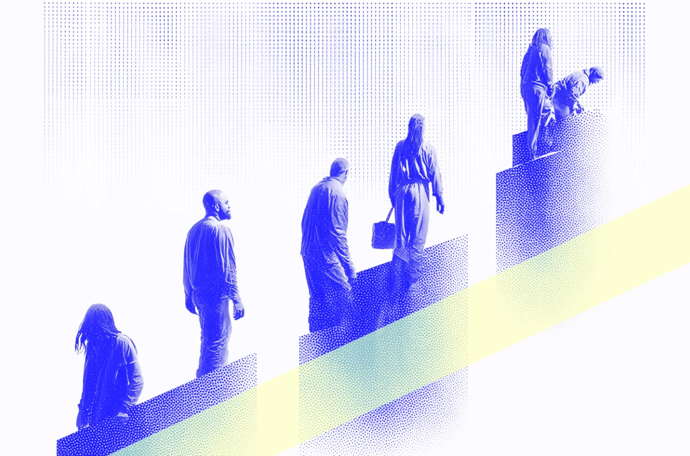 A stylized graphic shows multiple figures ascending a staggered, step-like structure in shades of blue and yellow, symbolizing progress and growth, relevant for landlord management app and property management system themes.A stylized graphic shows multiple figures ascending a staggered, step-like structure in shades of blue and yellow, symbolizing progress and growth, relevant for landlord management app and property management system themes.