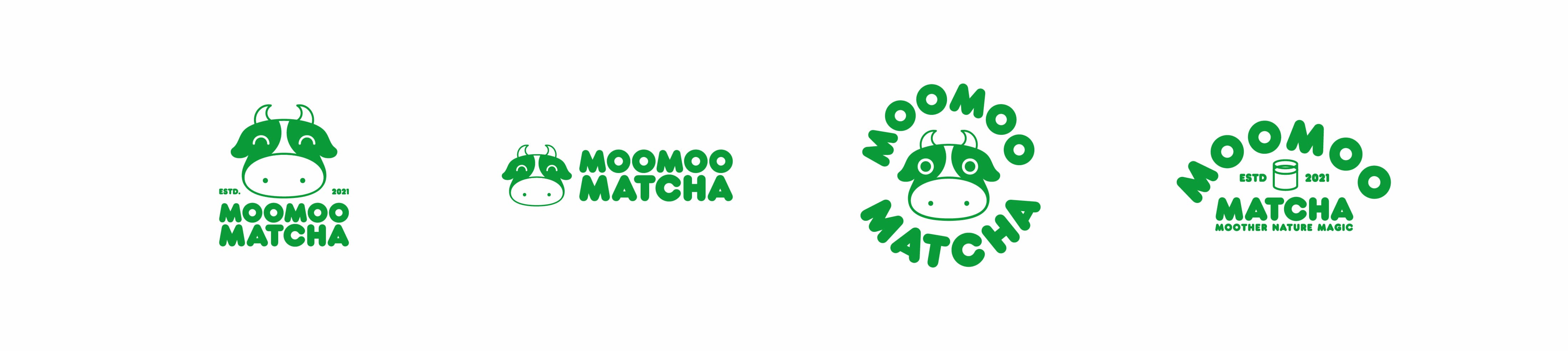 Moomoo Matcha Logo suite collection in green & white