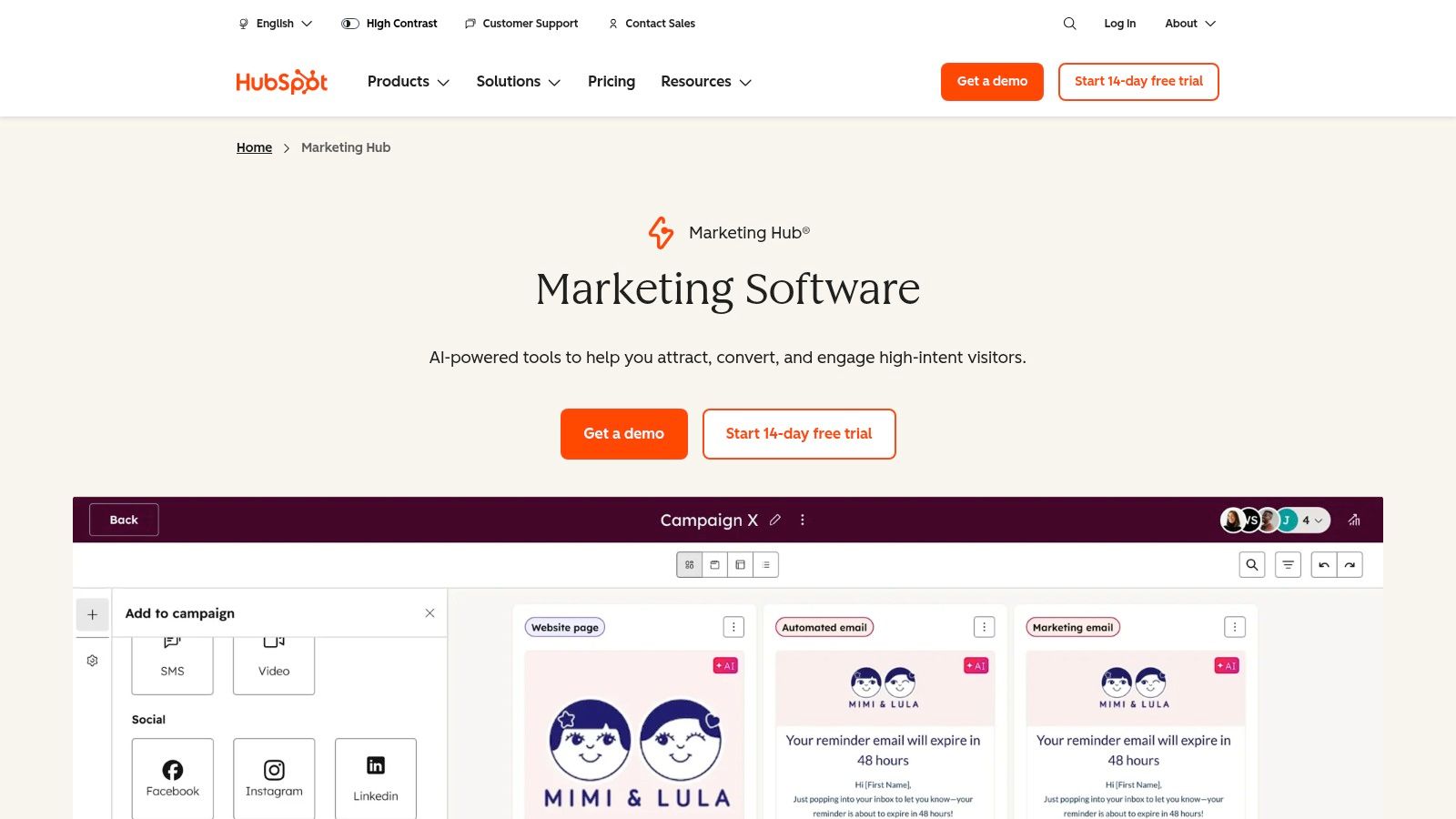 HubSpot Marketing Hub (Social tools)
