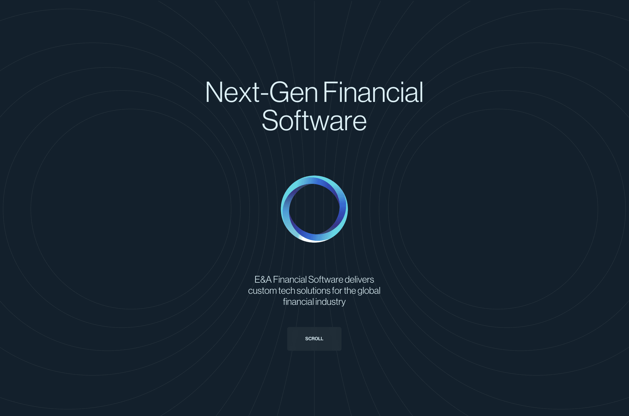 Website displaying home page of next-gen financial software