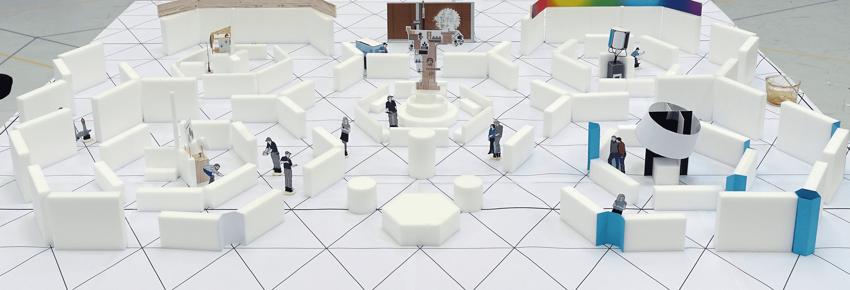 Rendering des tegut… teo in leichter Perspektive – Visualisierung des modularen Nachbarschaftsmarkts von Design for Human Nature.