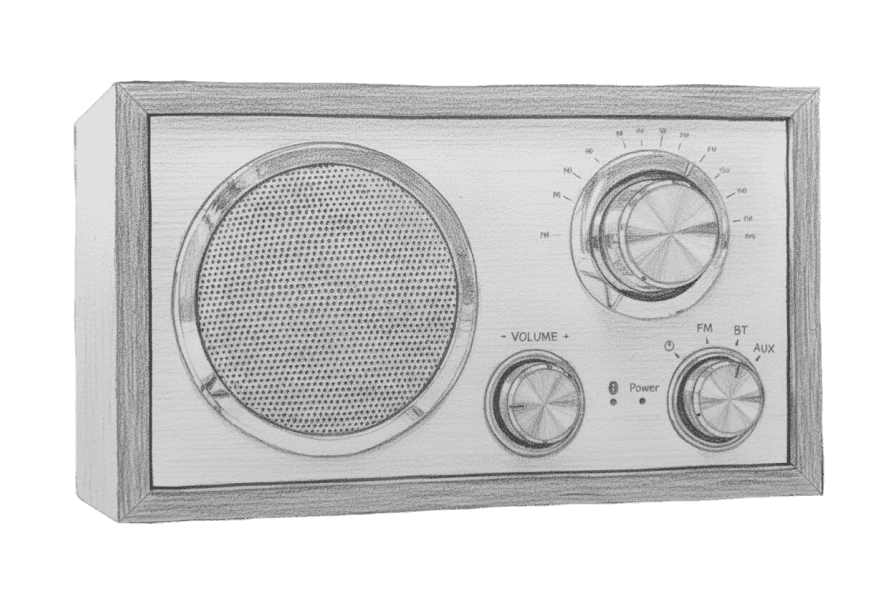 hand drawn illustration of speaker