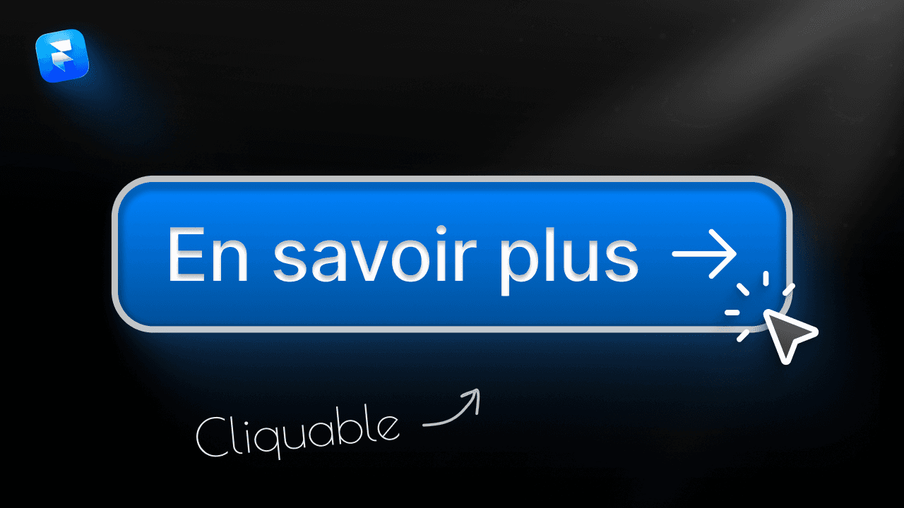 Bouton cliquable créé sur Framer avec texte et icône alignés horizontalement