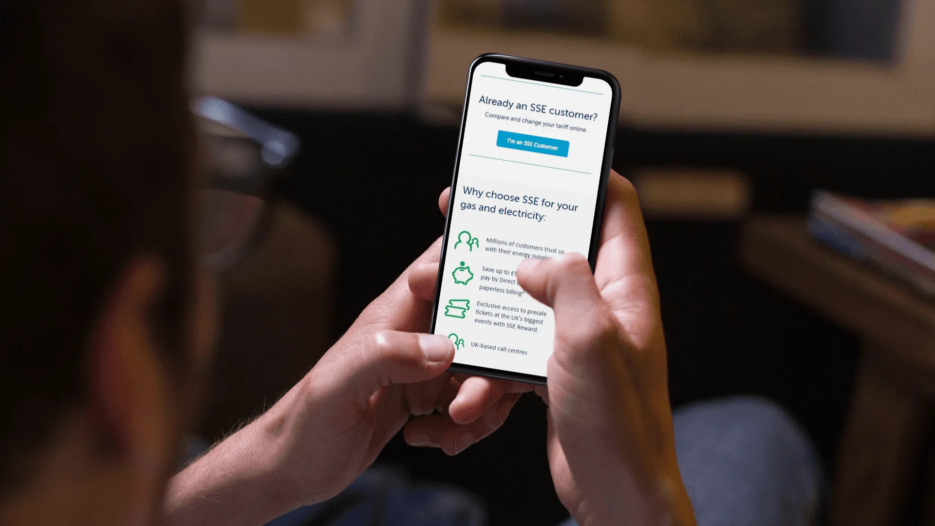 The SSE website on mobile