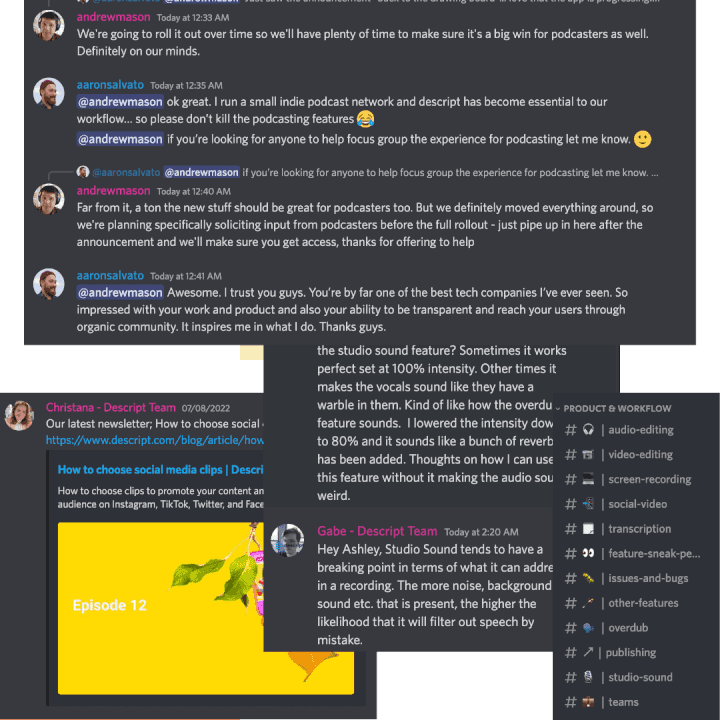 Descript’s Discord in action ...🙌🏼