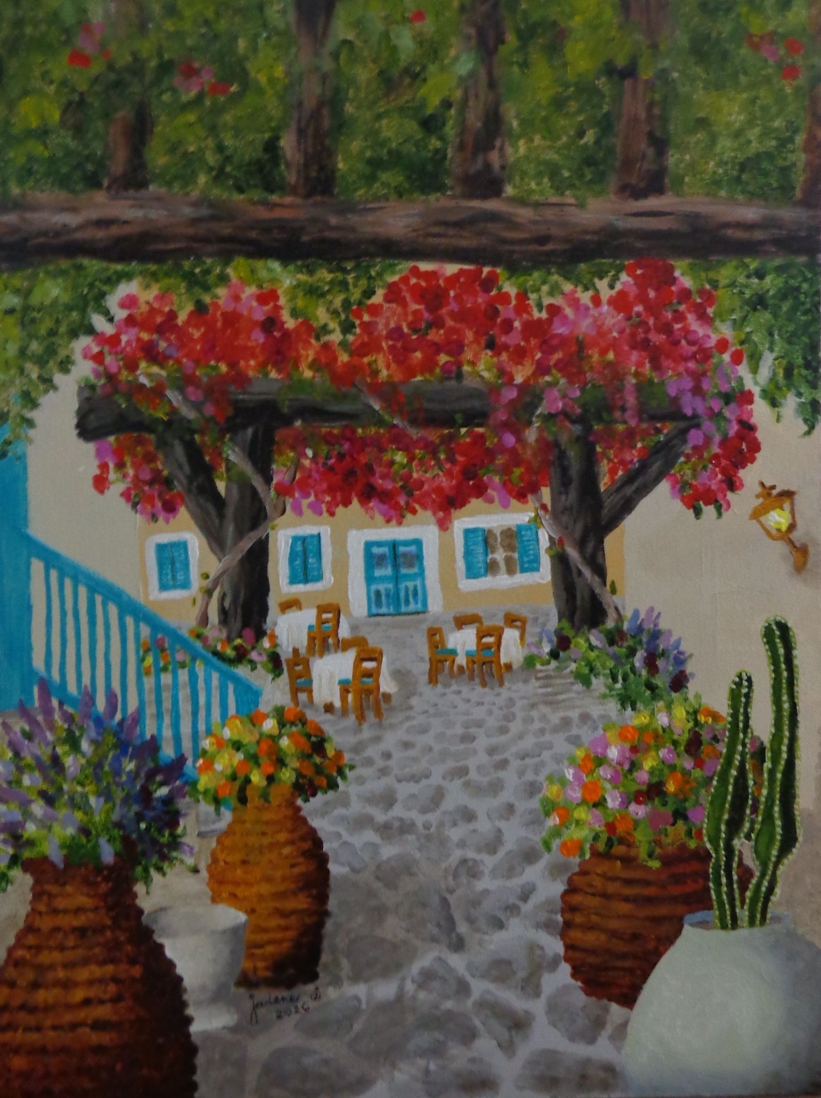 Cafe on Mykonos by Jadene Wingert