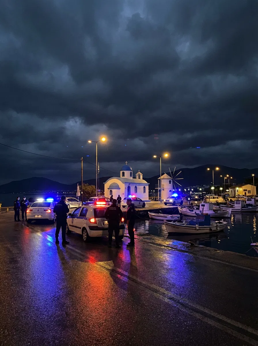 Night time police presence in Nea Artaki