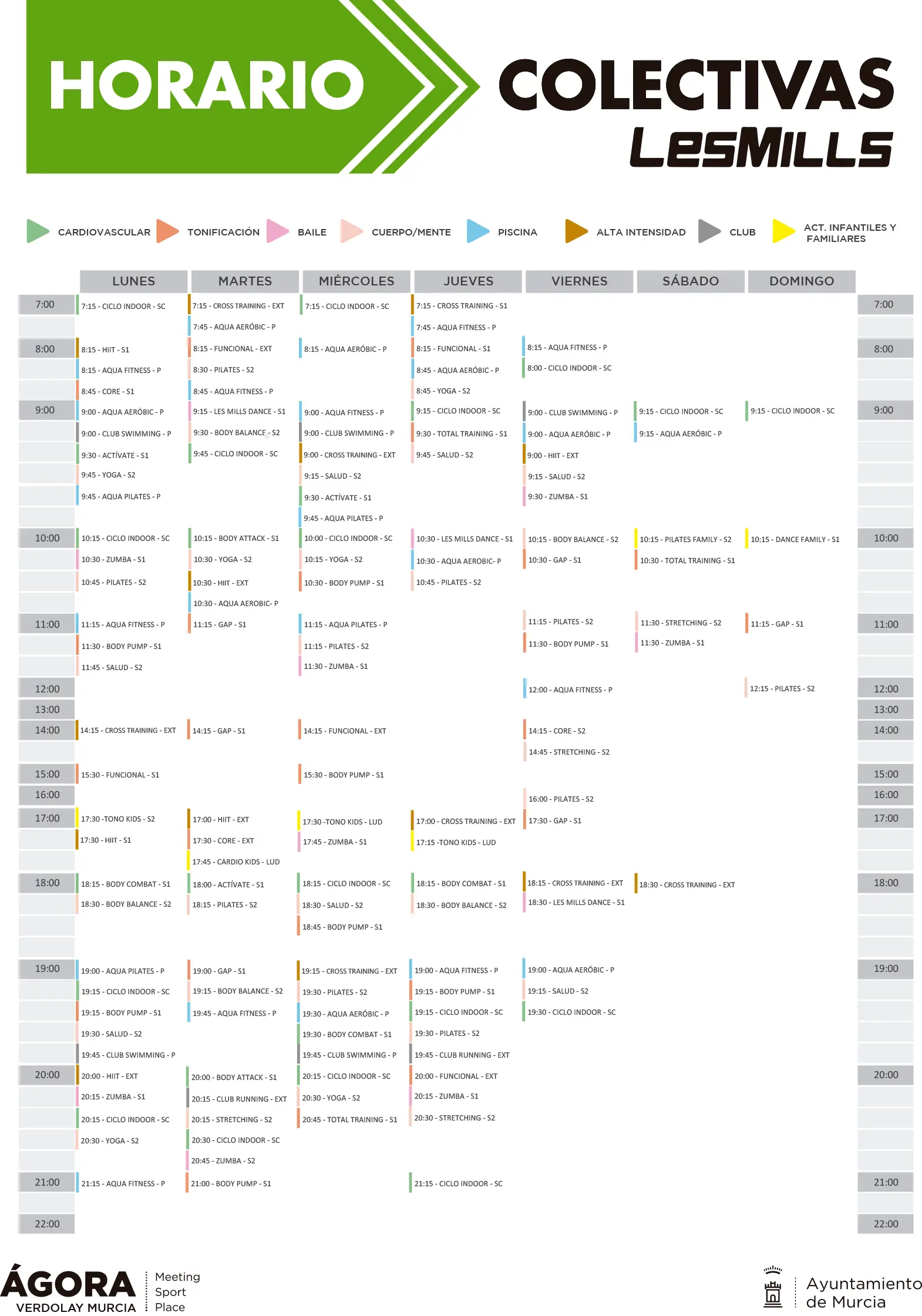 horario de actividades de ágora verdolay murcia