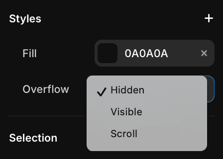 Overflow styling property in Framer