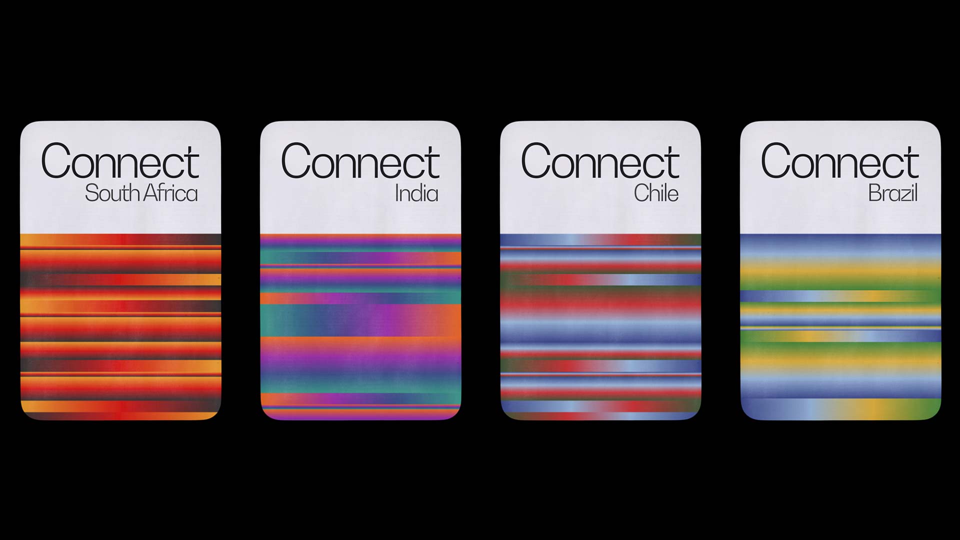 Logo colourways and editions (South Africa, India, Chile and Brazil) of artistic residence Connect by Arts at CERN