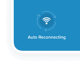Factile auto reconnecting screen showing WiFi reconnection indicator