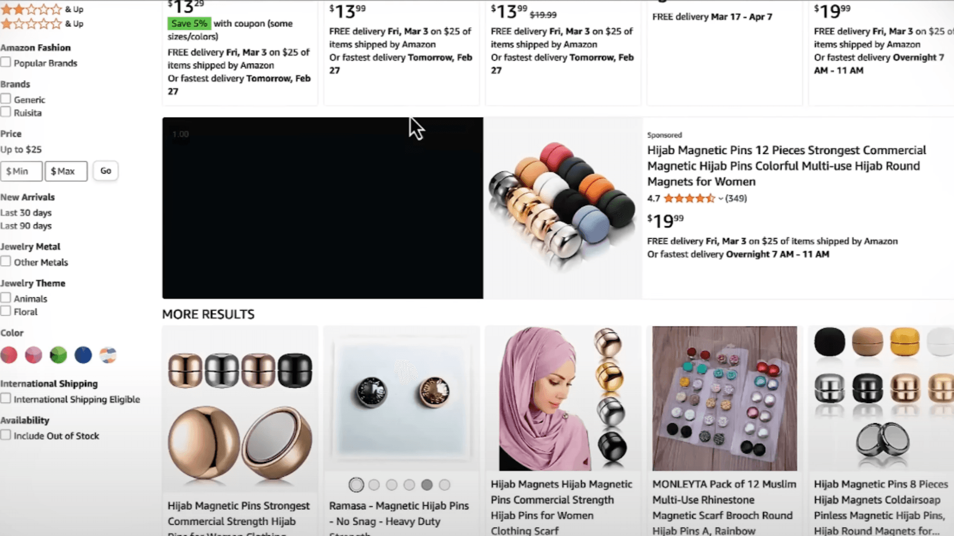 Les hijab-magnets sur Amazon US