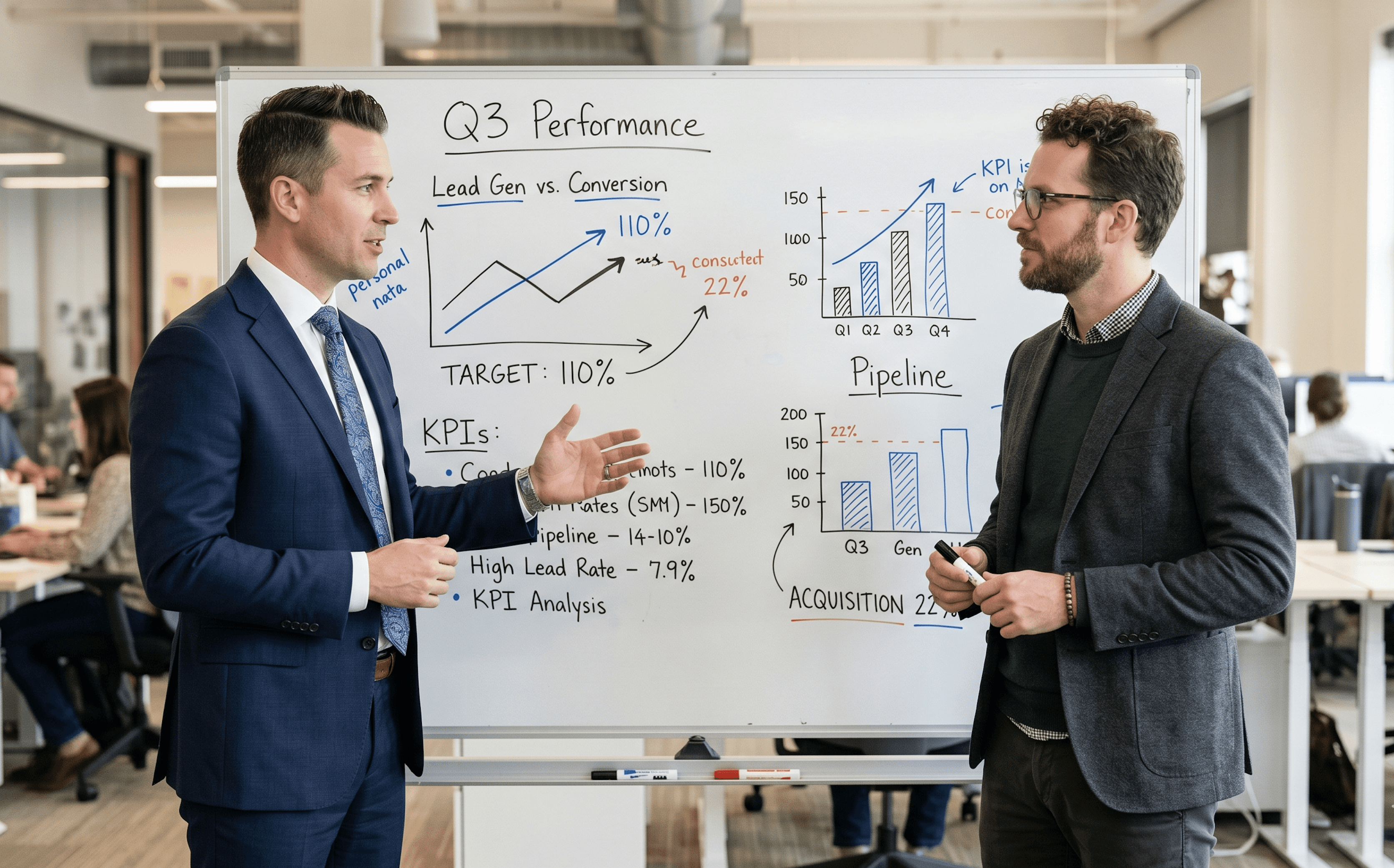 Equipo de ventas y marketing, trabajo en equipo, estrategia