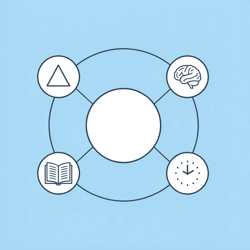  Network diagram showing logic, patterns, spatial reasoning, and counting connected to a central math learning concept