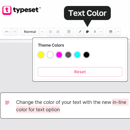 Typeset text color change editor