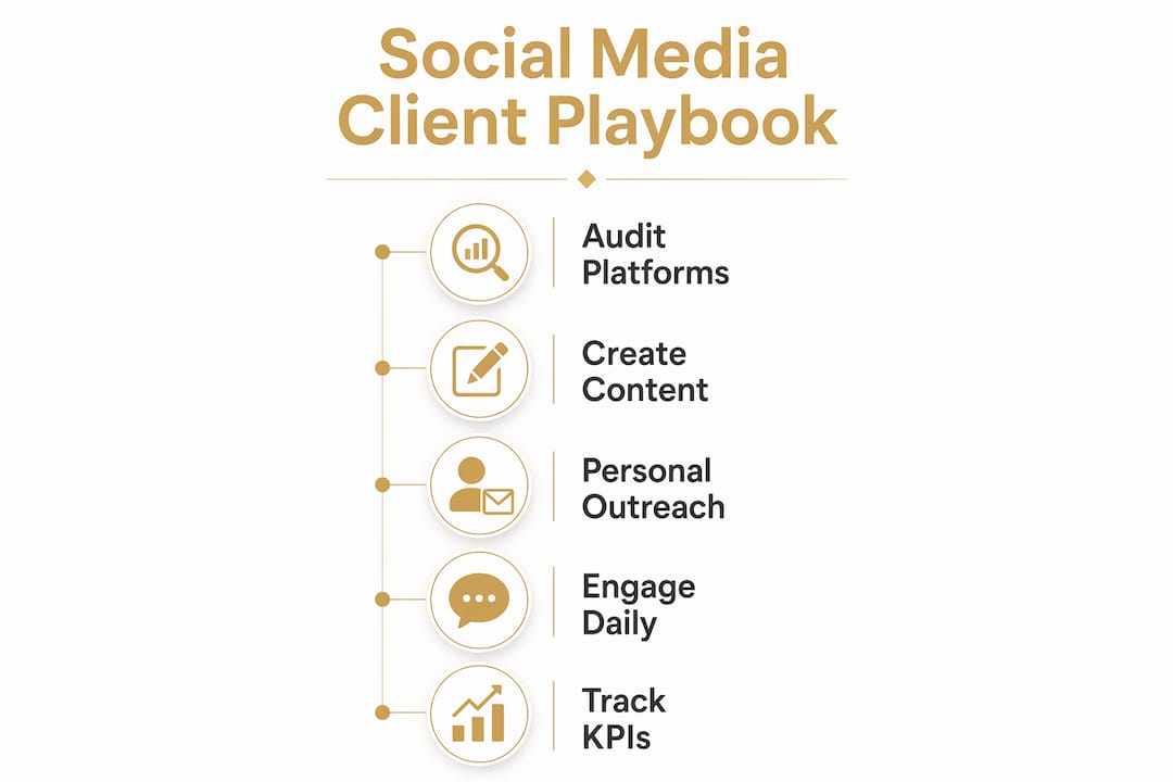 Infographic showing social media client acquisition steps
