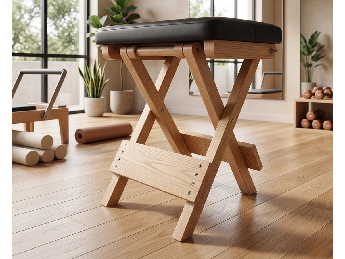 Chaise Pliante, chaise de Pilates en hêtre dans un studio de Pilates professionnel