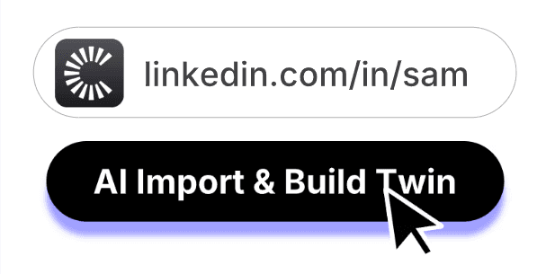 Interface showing instant about me page creation by importing professional data from LinkedIn.