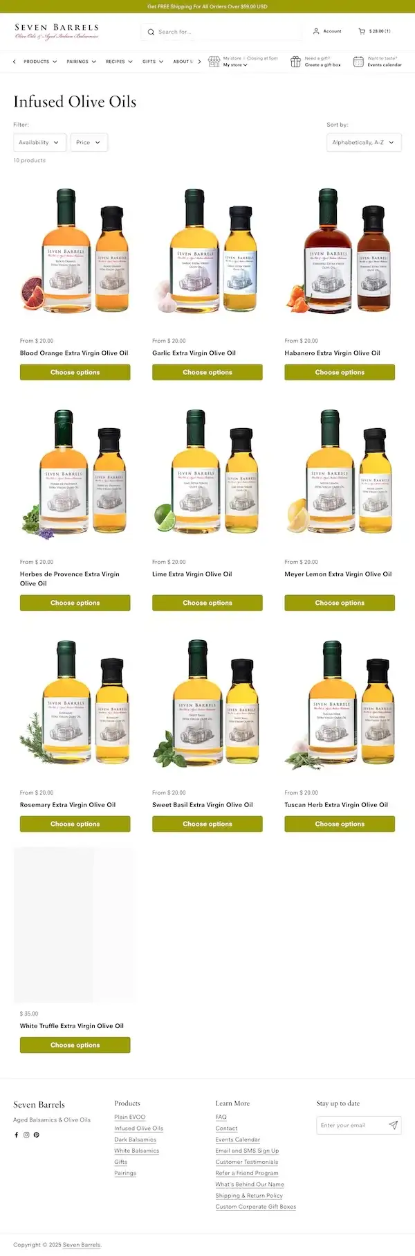 Seven Barrels Website Redesign 2021 collection Page