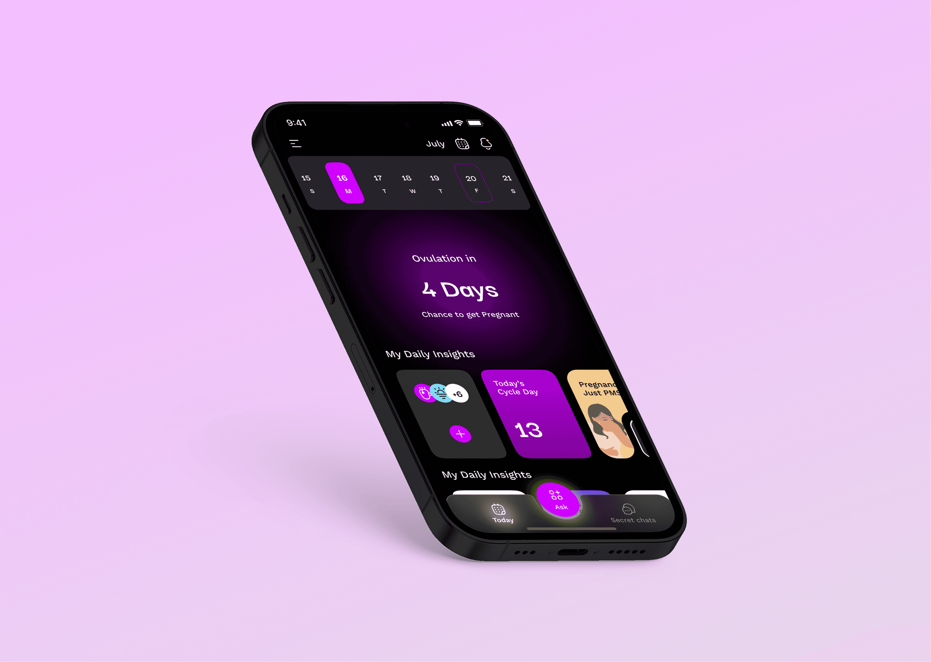 Screenshots from Flora app