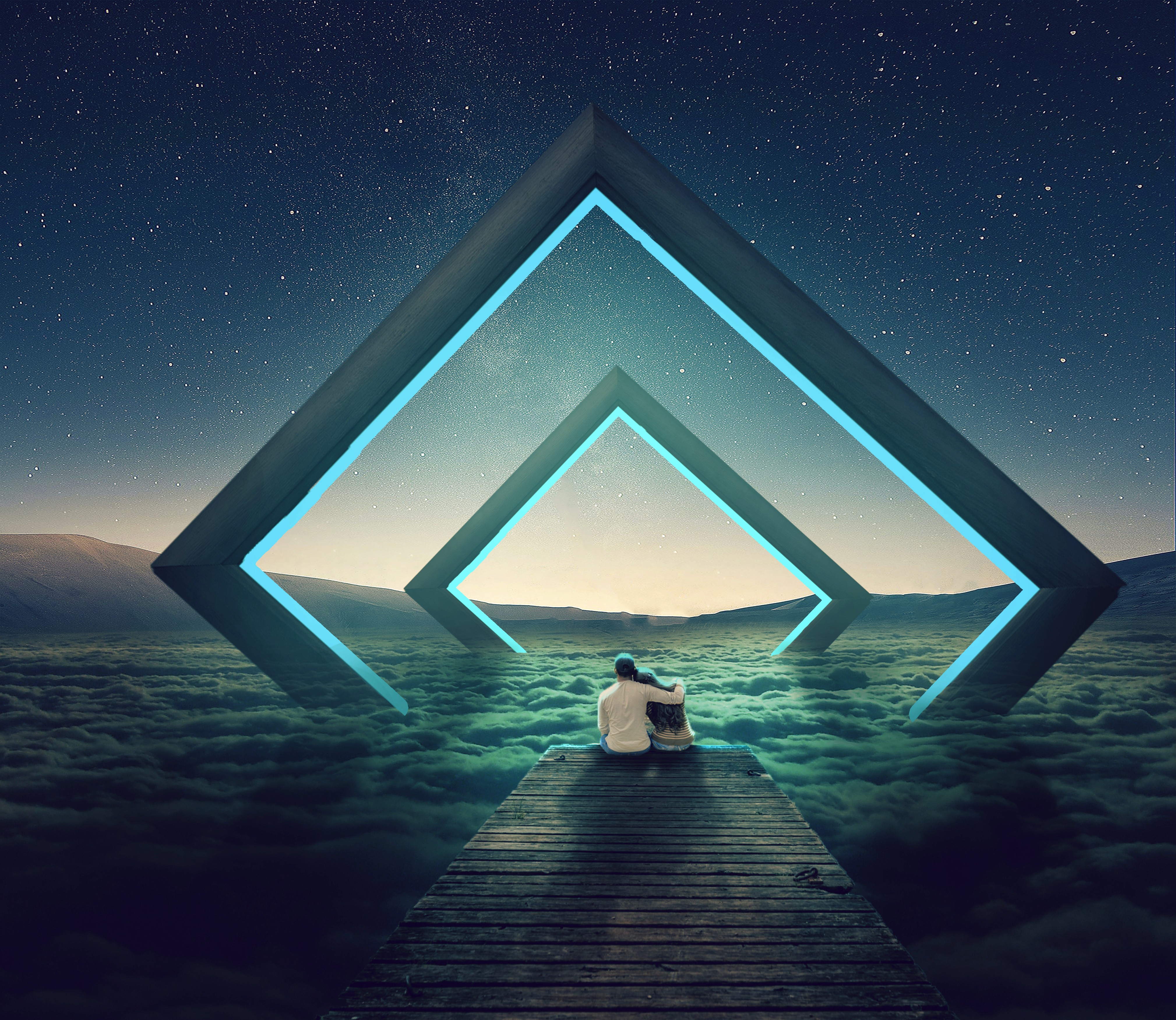 Women On Neon Background