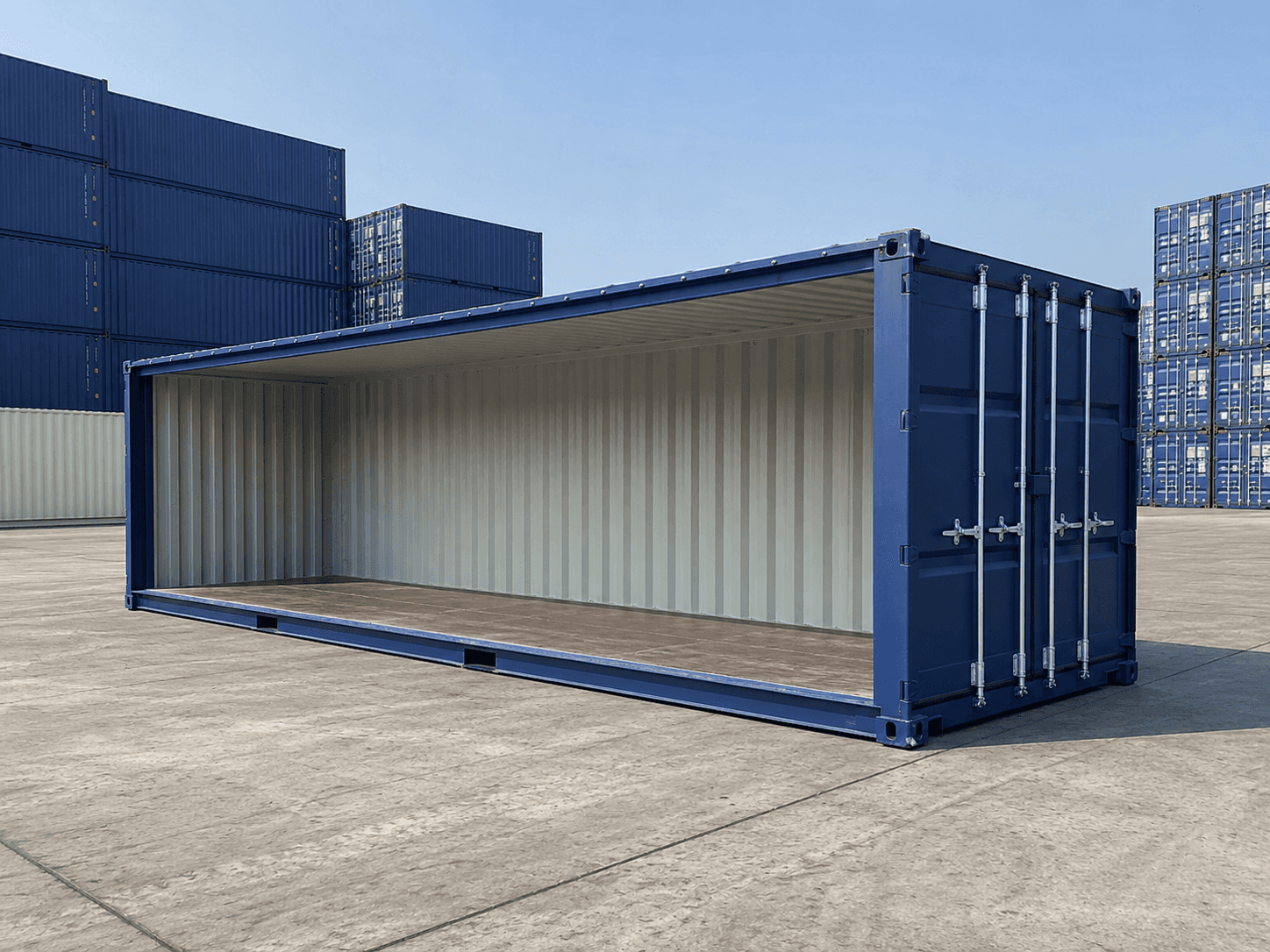 El contenedor Open Side se abre por completo por uno de sus laterales, lo que facilita la carga y descarga de mercancía larga, voluminosa o difícil de manipular por las puertas traseras.