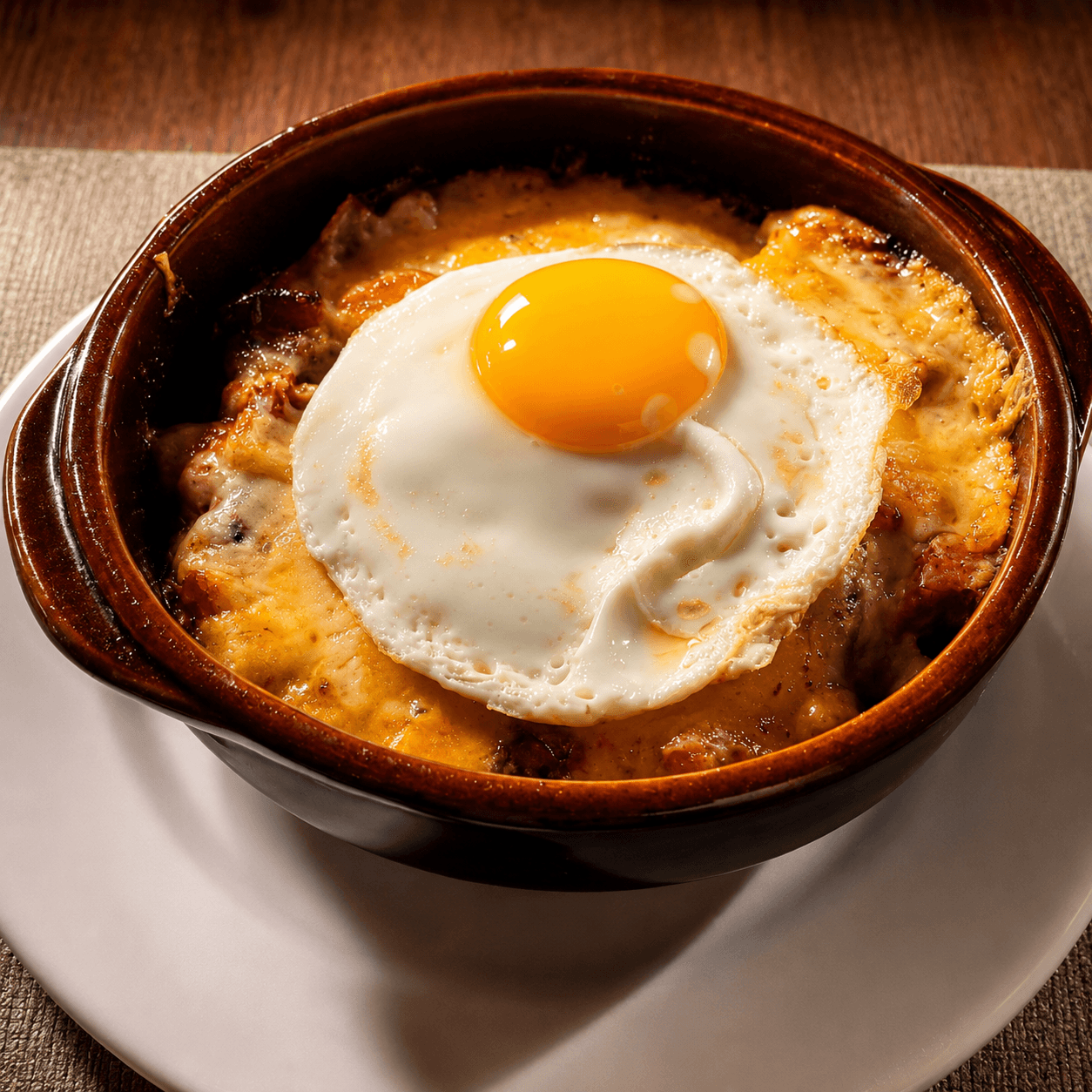 Cassolette végétarienne gratinée avec œuf et légumes