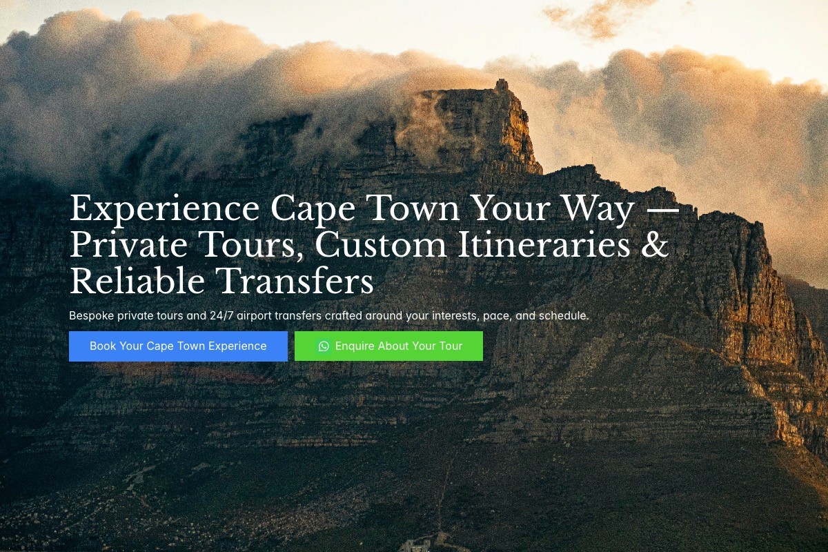 Hero section for liphina royal provate tours by madebycebo website designer