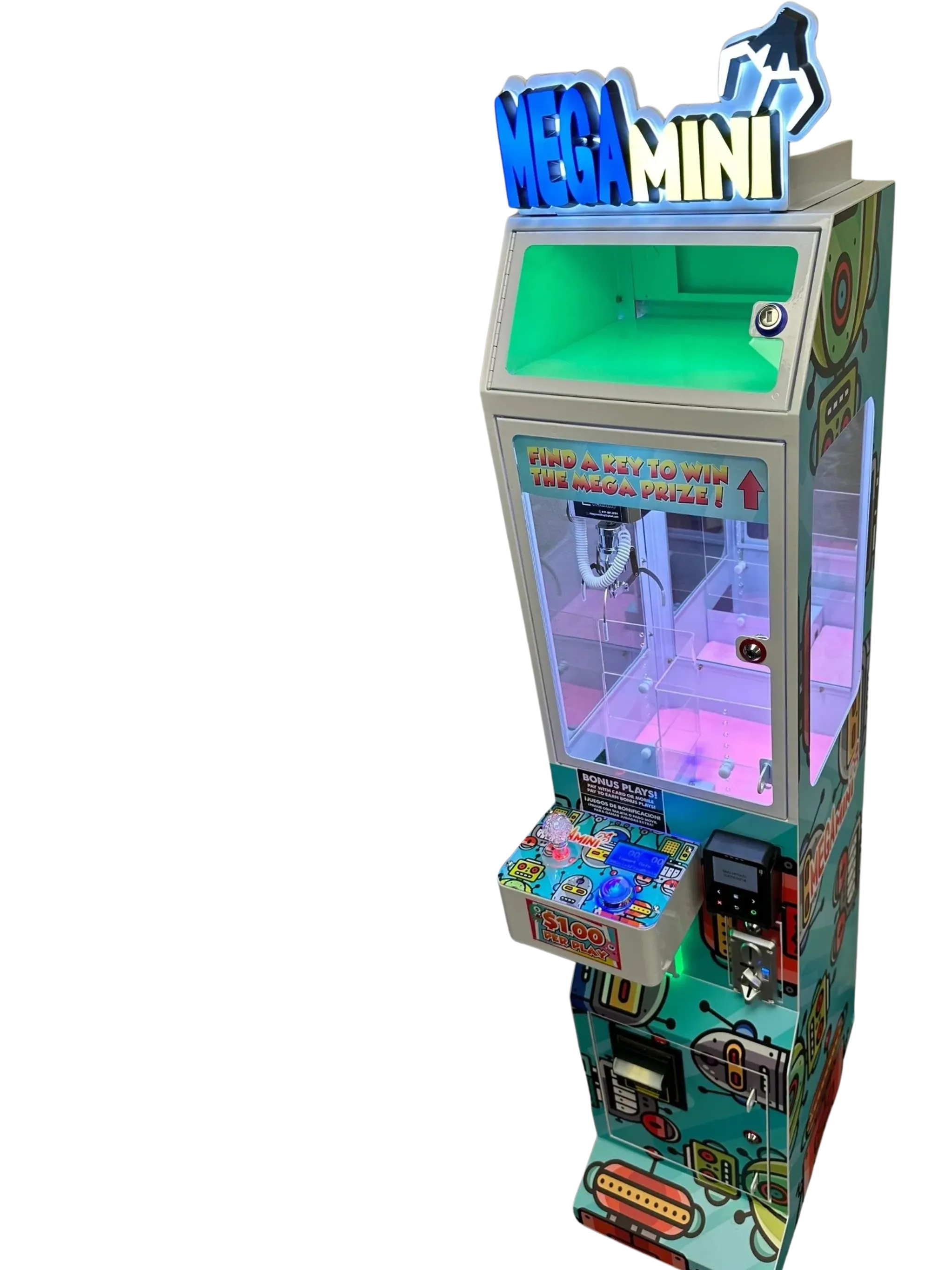 Colorful arcade-inspired claw machine reference