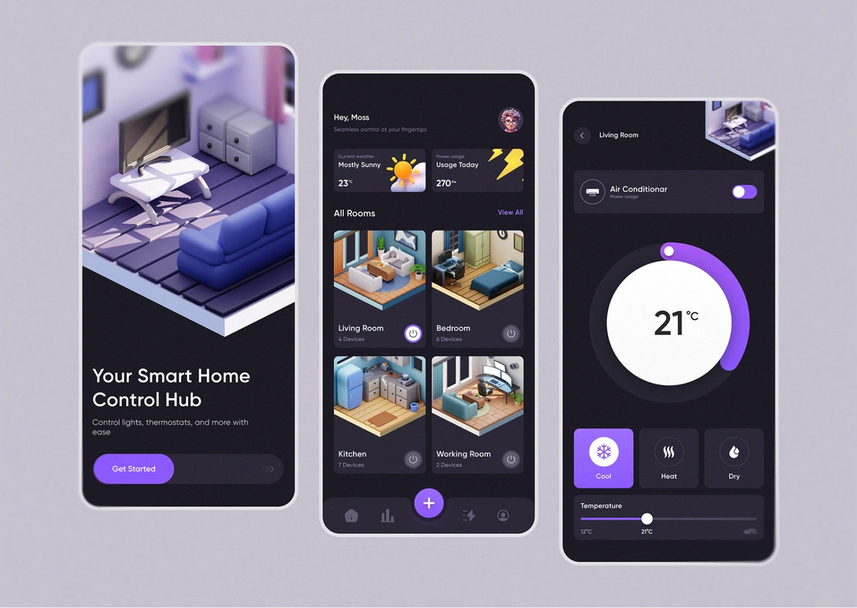 Rental marketplace app with listing cards and property detail view.