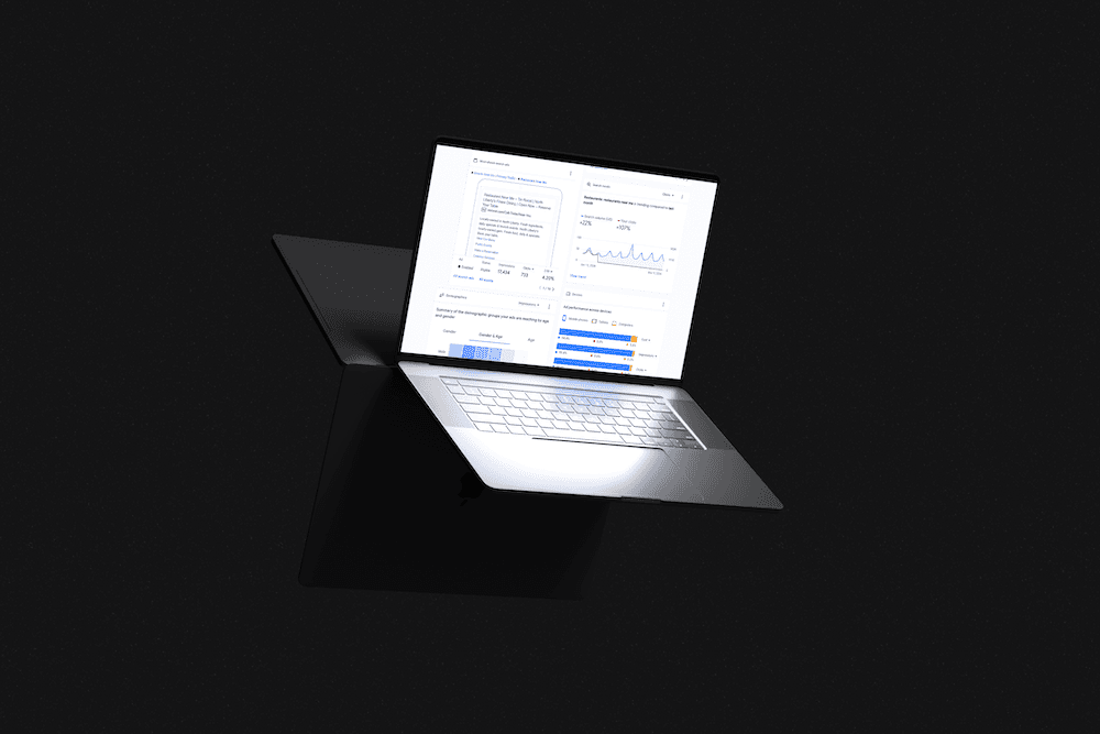 a laptop showing analytics for Google Ads