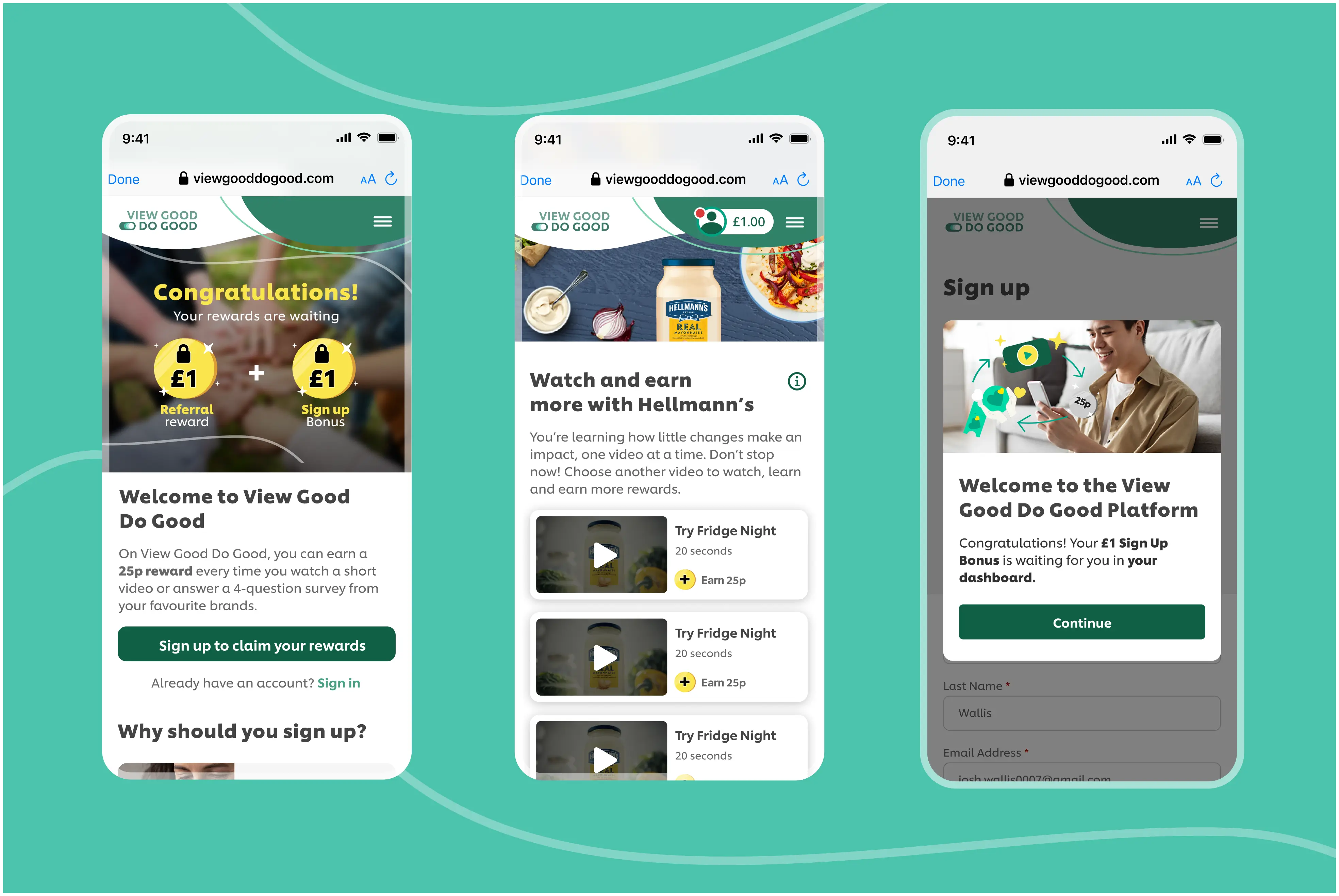 3 screens from the app showcased