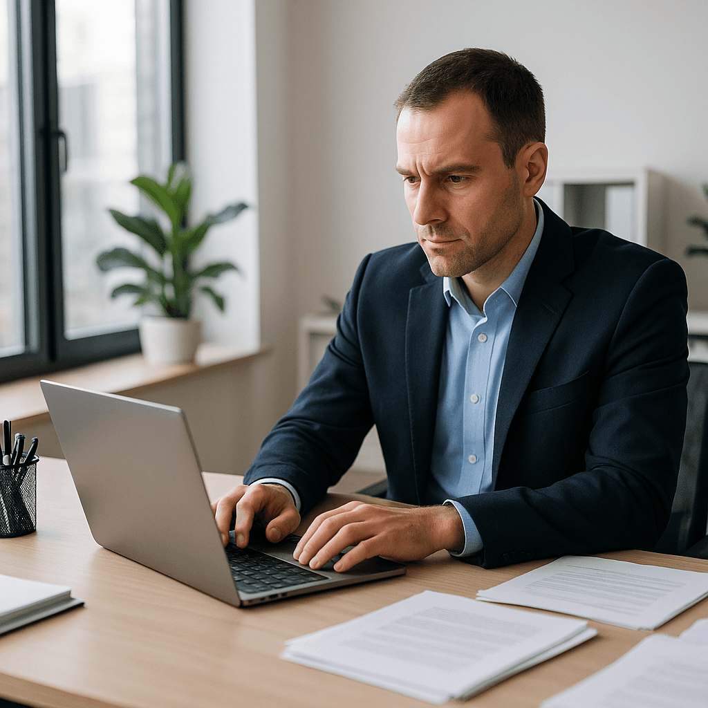 quality manager turning SOP into AI video training on laptop