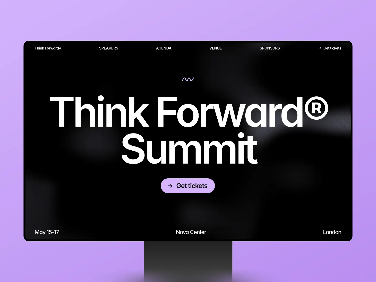 Preview of the Think Forward Framer template homepage for a conference and events website.