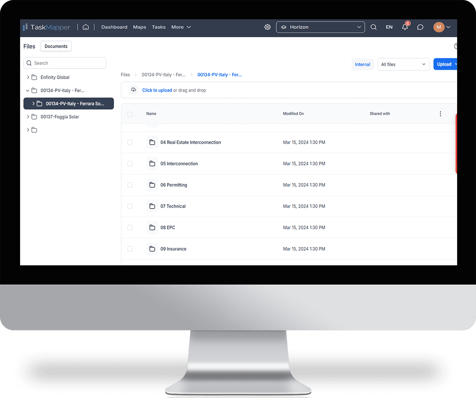 TaskMapper by SenseHawk for centralized solar project files and an advanced document management system