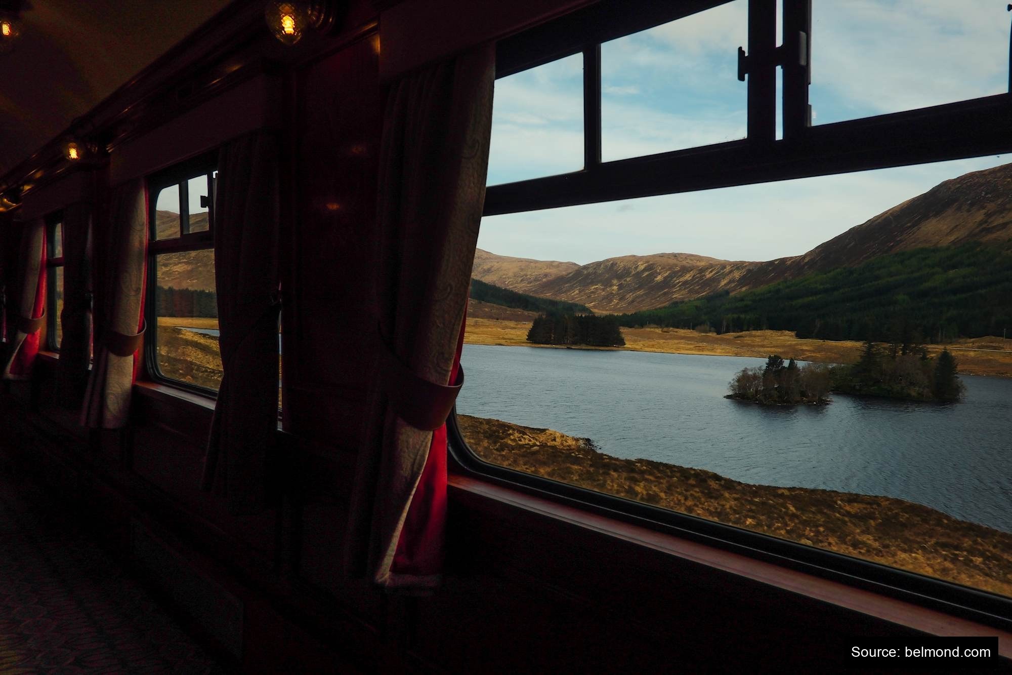 A Highland loch seen from the observation car window on the Royal Scotsman